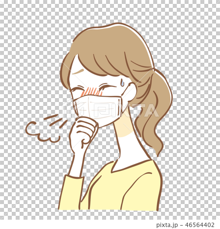 マスク 女性 咳のイラスト素材